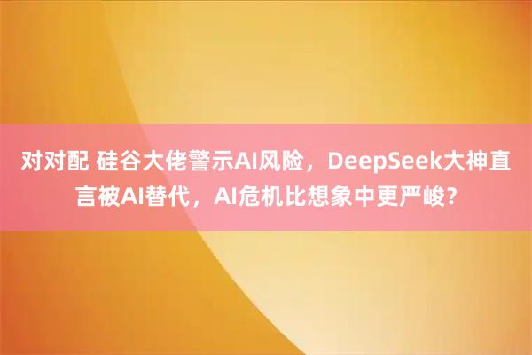 对对配 硅谷大佬警示AI风险，DeepSeek大神直言被AI替代，AI危机比想象中更严峻？