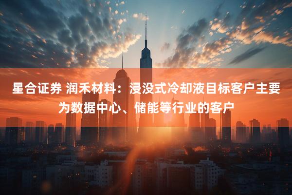 星合证券 润禾材料：浸没式冷却液目标客户主要为数据中心、储能等行业的客户